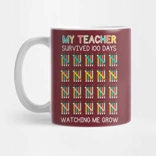 My Teacher Survived 100 Days Of Me Funny School Teacher Kids Mug